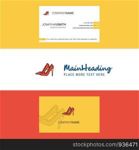 Beautiful Sandals Logo and business card. vertical Design Vector