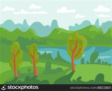 Beautiful scene of nature with sun rising over mountrain in the morning, lanscape vector illustration. Beautiful scene of nature with sun rising over mountrain in the morning, lanscape vector illustration.