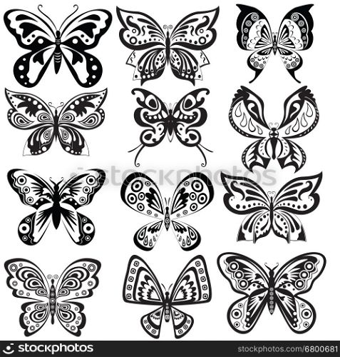 Beautiful seamless background of butterflies black and white colors. Many similarities to the author's profile