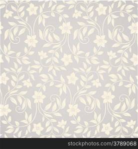Beautiful seamless curly floral background with flowers and leaves