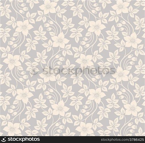 Beautiful seamless floral background with flowers and leaves