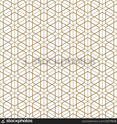 Beautiful Seamless japanese pattern kumiko for shoji screen, great design for any purposes. Japanese pattern background vector. Japanese traditional wall, shoji.Average and fine lines.. Seamless japanese pattern shoji kumiko in golden.