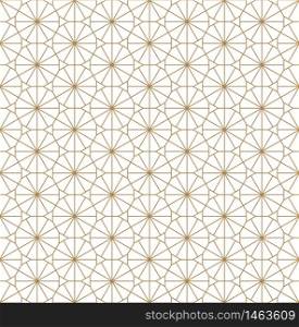 Beautiful Seamless pattern japanese shoji kumiko, great design for any purposes. Japanese pattern background vector. Japanese traditional wall, shoji.Fine lines.. Seamless traditional Japanese ornament Kumiko.Golden color lines.