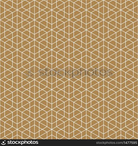 Beautiful Seamless pattern japanese shoji kumiko, great design for any purposes. Japanese pattern background vector. Japanese traditional wall, shoji.Fine lines.Golden color background layer.. Seamless traditional Japanese ornament Kumiko.Golden color lines.