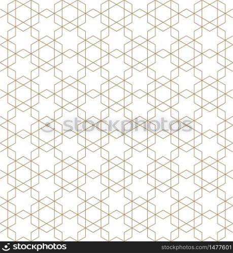Beautiful Seamless pattern japanese shoji kumiko, great design for any purposes. Japanese pattern background vector. Japanese traditional wall, shoji.Fine lines.Golden color.. Seamless traditional Japanese ornament Kumiko.Golden color lines.