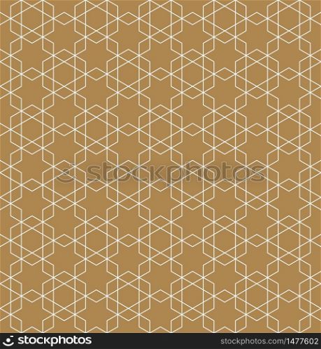 Beautiful Seamless pattern japanese shoji kumiko, great design for any purposes. Japanese pattern background vector. Japanese traditional wall, shoji.Fine lines.Golden color background layer.. Seamless traditional Japanese ornament Kumiko.Golden color lines.