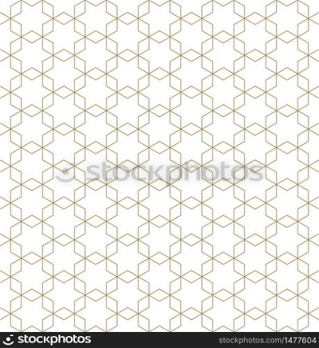 Beautiful Seamless pattern japanese shoji kumiko, great design for any purposes. Japanese pattern background vector. Japanese traditional wall, shoji.Fine lines.Golden color.. Seamless traditional Japanese ornament Kumiko.Golden color lines.