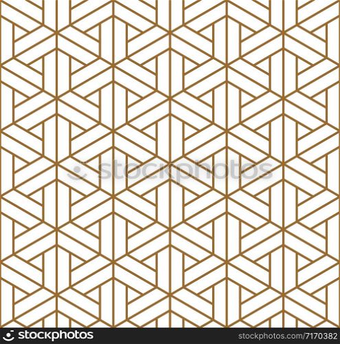 Beautiful Seamless pattern japanese shoji kumiko, great design for any purposes. Japanese pattern background vector. Japanese traditional wall, shoji.Average thickness lines.. Seamless japanese pattern shoji kumiko in golden.
