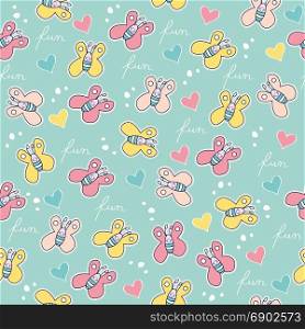 beautiful seamless pattern with doodle butterflies