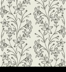 Beautiful seamless pattern with flowers on a white background. Vector illustration.