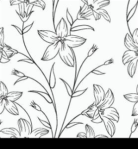 Beautiful seamless pattern with flowers on a white background. Vector illustration.