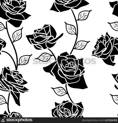 Beautiful seamless wallpaper with rose flowers, vector illustration