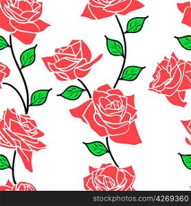 Beautiful seamless wallpaper with rose flowers, vector illustration