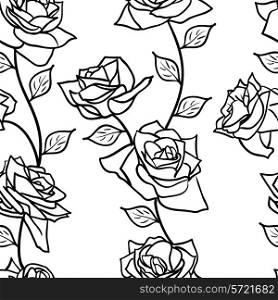 Beautiful seamless wallpaper with rose flowers, vector illustration