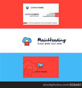 Beautiful Secure cloud Logo and business card. vertical Design Vector