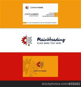 Beautiful Setting gear Logo and business card. vertical Design Vector