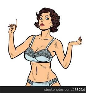 beautiful sexy woman in lingerie underwear isolate on white background. Pop art retro vector illustration vintage kitsch 50s 60s. beautiful sexy woman in lingerie underwear isolate on white background