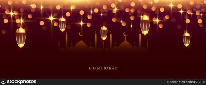 beautiful shiny eid mubarak festival celebration banner
