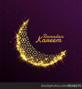 beautiful shiny sparkle golden decorative moon for ramadan kareem