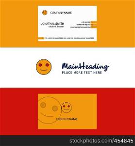 Beautiful Smiley emoji Logo and business card. vertical Design Vector