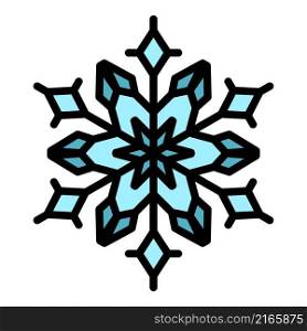 Beautiful snowflake icon. Outline beautiful snowflake vector icon color flat isolated. Beautiful snowflake icon color outline vector