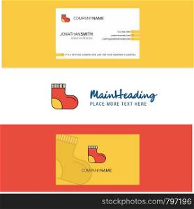 Beautiful Socks Logo and business card. vertical Design Vector