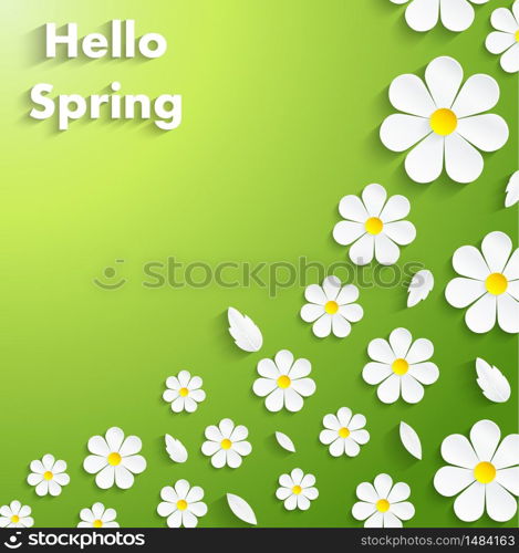 Beautiful Spring Flowers green Background.Vector