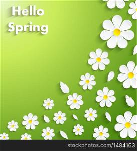 Beautiful Spring Flowers green Background.Vector