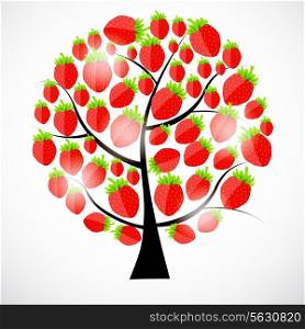 beautiful strawberries tree . vector illustration .
