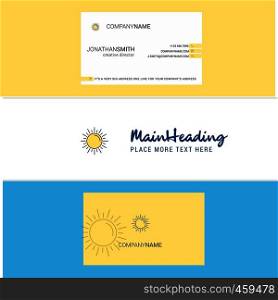 Beautiful Sun Logo and business card. vertical Design Vector