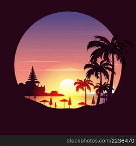 Beautiful Sunset Island Sea Green Bowl Bali Landscape Circle View