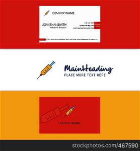 Beautiful Syringe Logo and business card. vertical Design Vector