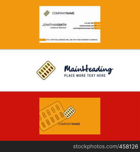 Beautiful Tablets Logo and business card. vertical Design Vector
