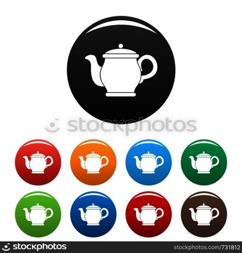 Beautiful teapot icon. Simple illustration of beautiful teapot vector icons set color isolated on white. Beautiful teapot icons set color vector