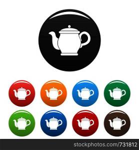 Beautiful teapot icon. Simple illustration of beautiful teapot vector icons set color isolated on white. Beautiful teapot icons set color vector