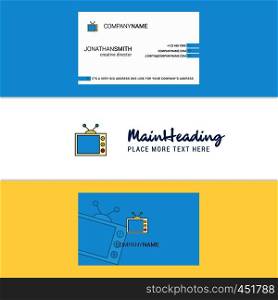 Beautiful Television Logo and business card. vertical Design Vector