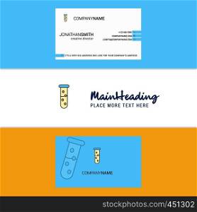 Beautiful Test tube Logo and business card. vertical Design Vector