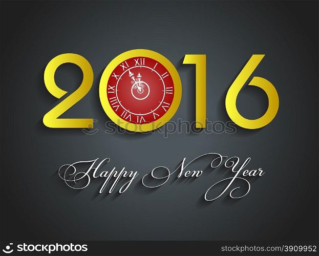 Beautiful text Happy New Year 2016 with fireworks illustration