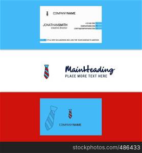 Beautiful Tie Logo and business card. vertical Design Vector