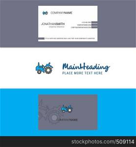 Beautiful Tractor Logo and business card. vertical Design Vector
