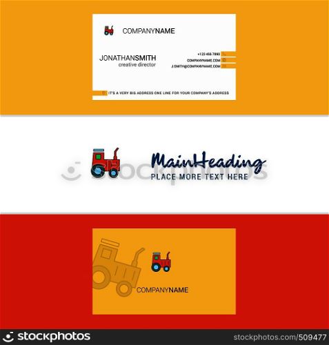Beautiful Tractor Logo and business card. vertical Design Vector
