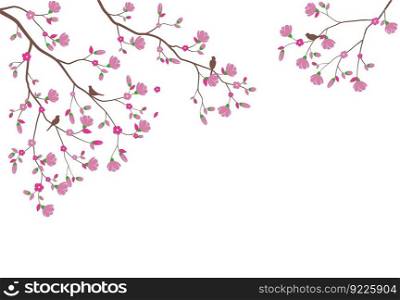 Beautiful tree branch with birds silhouette background for wallpaper sticker	