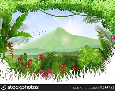 Beautiful tropical background with mountain