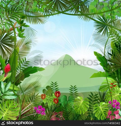Beautiful tropical background with mountain