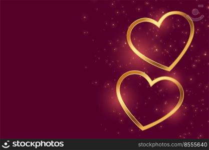 beautiful two golden love hearts with text space