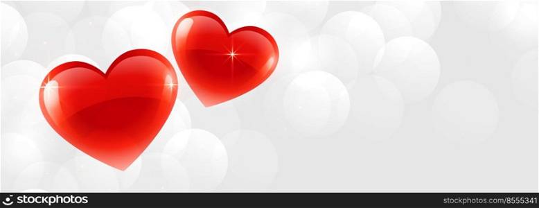 beautiful two shiny hearts banner with text space