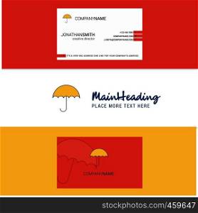 Beautiful Umbrella Logo and business card. vertical Design Vector