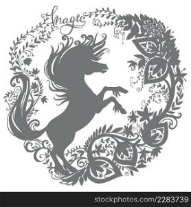 Beautiful unicorn silhouette. Unicorn vector illustration isolated on white background. Vinyl shirt design. Prints design for t-shirts, cricut, papercut, decor, lasercut metal screen.. Papercut and cricut unicorn template vector illustration 1