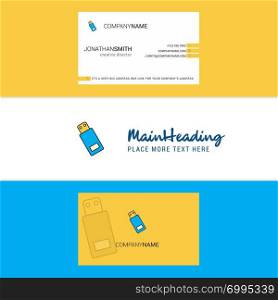 Beautiful USB Logo and business card. vertical Design Vector