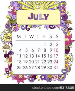 Beautiful vector decorative Frame for calendar - July